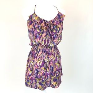 Parker 100% Silk, Floral Spaghetti Strap Dress-S